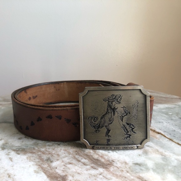 Vintage Leather & Brass Belt “Slinky & The Crock” - Picture 4 of 6